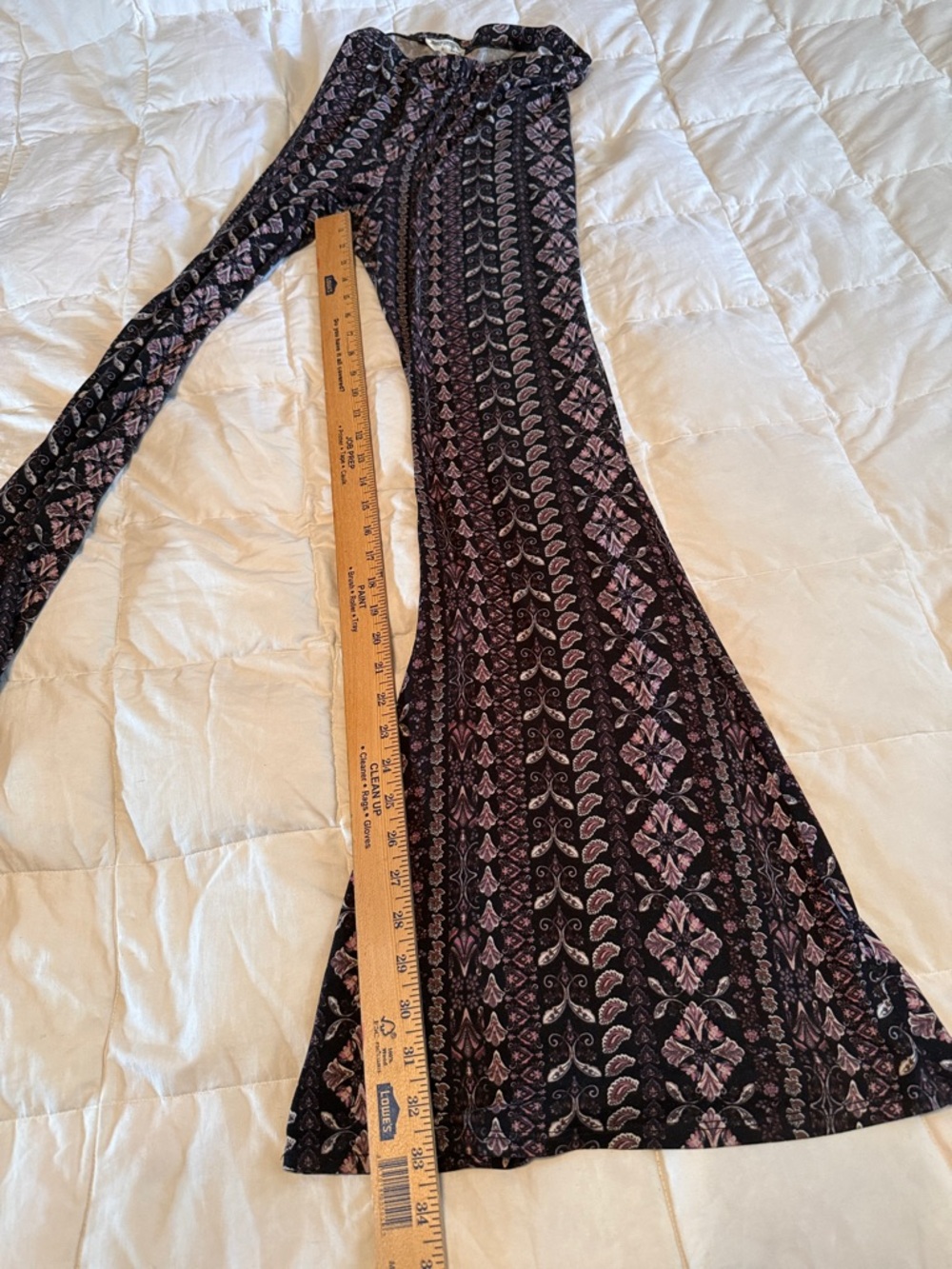 Bear Dance Womens Size L Flared Pants Paisley Floral Hippie Design Stretch Comfy - Picture 8 of 8